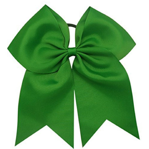 Green Cheer Bow for Girls Large Hair Bows with Ponytail Holder Ribbon