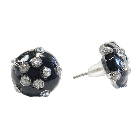 Flower Earrings Post Earrings Rhinestone Jewelry Simple Stud Earring Black