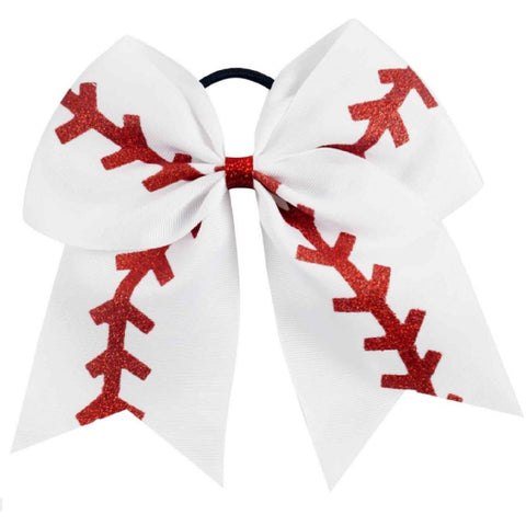 Baseball Cheer Bow Hair Bows for Girls with Ponytail Holder Quality Ribbon 1 laterrabakery
