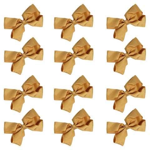 12 Gold Classic Cheer Bows Large Hair Bow with Clip
