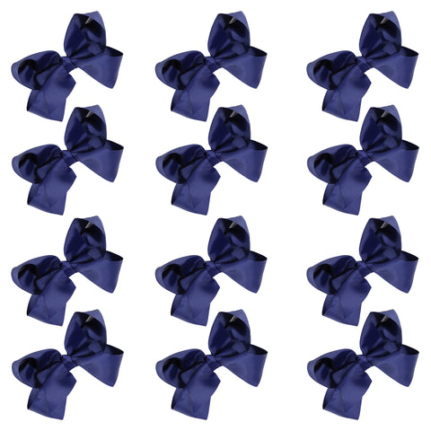 12 Navy Classic Cheer Bows Large Hair Bow with Clip