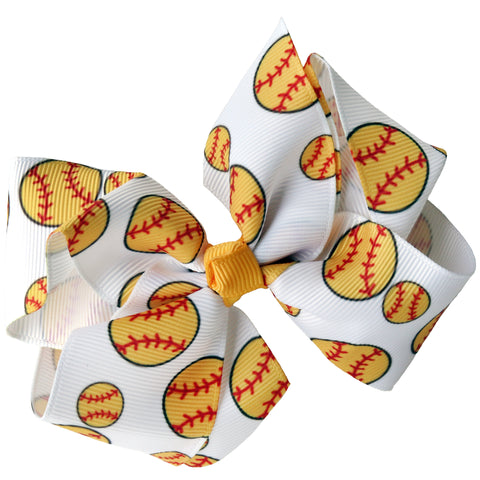 Classic Bow With Clip Holder Hair Bows Ribbon Bow Tie For Girls Softball Balls
