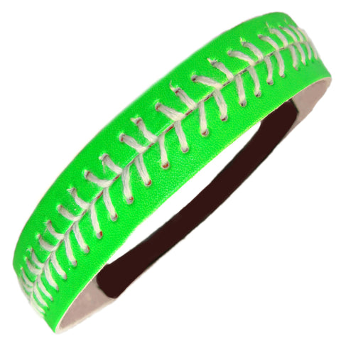 Softball Headband Non Slip Leather Sports Head Bands Neon Green White