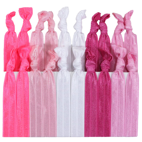 Hair Ties 20 Elastic Pink Ombre Ponytail Holders Ribbon Knotted Bands