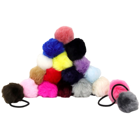 Pom Pom Ponytail Holder Rubber Bands Fluffy Pony Tail Hair Tie Elastic Hair Band Accessories You Pick Colors and Quantities