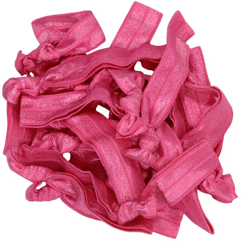 Hair Ties 20 Elastic Hot Pink Ponytail Holders Ribbon Knotted Bands
