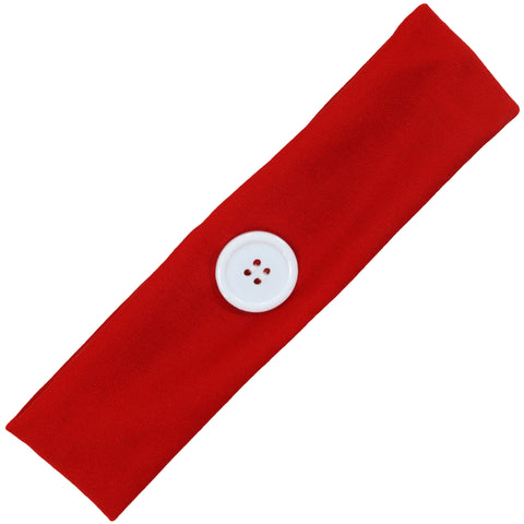 Button Ear Saver Cotton Headband Soft Stretch For Nurses Healthcare Workers Red