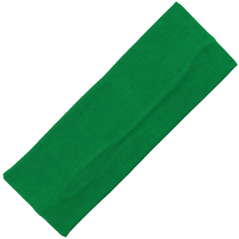 Wide Cotton Headband Soft Stretch Headbands Sweat Absorbent Elastic Head Band Green