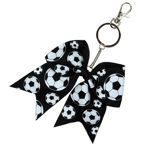 Soccer Sports Keychains for Girls Bow Key Chain