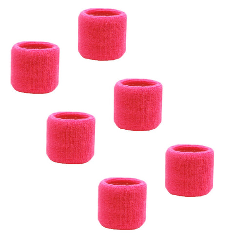Sweatband for Wrist Terry Cotton Wristbands 6 Neon Pink