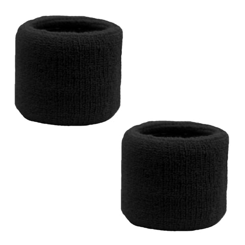 Sweatband for Wrist Terry Cotton Wristbands 2 Pack Black
