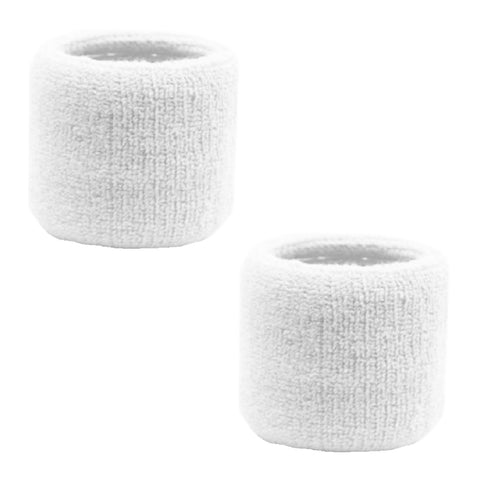 Sweatband for Wrist Terry Cotton Wristbands 2 Pack White