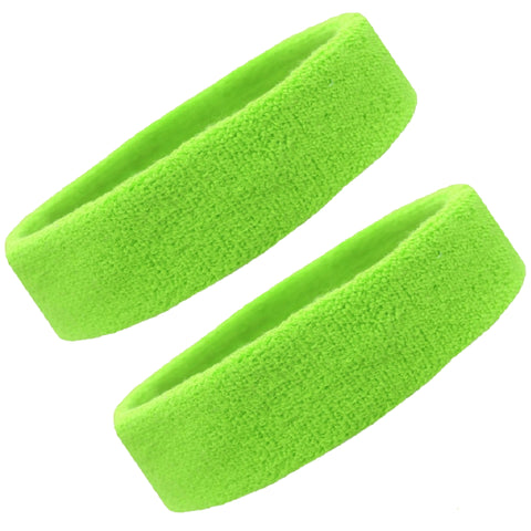 Sweatbands Terry Cotton Sports Headband Sweat Absorbing Head Band Neon Green 2