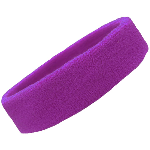 Sweatband Terry Cotton Sports Headband Sweat Absorbing Head Band Purple