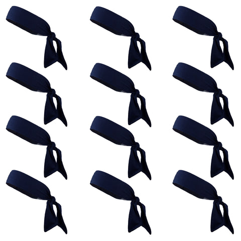 Tie Back Headbands 12 Moisture Wicking Athletic Sports Head Band Navy