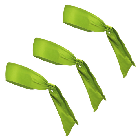 Tie Back Headbands 3 Moisture Wicking Athletic Sports Head Band Lime