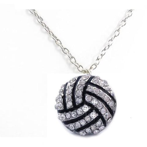 Volleyball Necklace Rhinestone