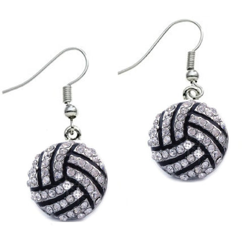 Volleyball Earrings Hook Earrings Rhinestone Volleyball Gifts for Girls Mom