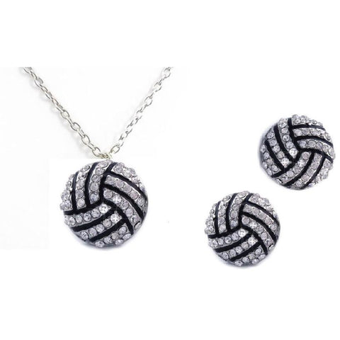 Volleyball Necklace Set Post Earrings Necklace Rhinestone