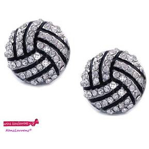 Volleyball Post Earrings Crystal Rhinestone