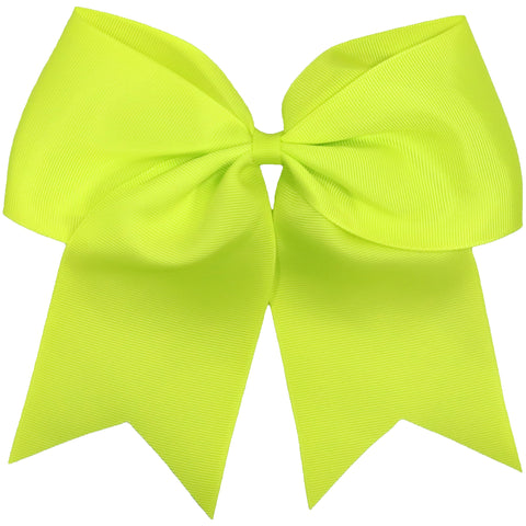 Neon Yellow Cheer Hair Bow Large Hair Bows with Ponytail Holder