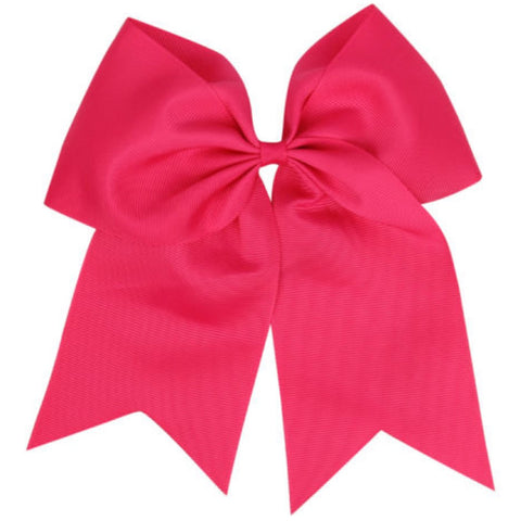Hot Pink Cheer Bow for Girls Large Hair Bows with Ponytail Holder Ribbon