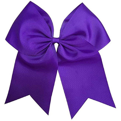 Purple Cheer Bow for Girls Large Hair Bows with Ponytail Holder Ribbon